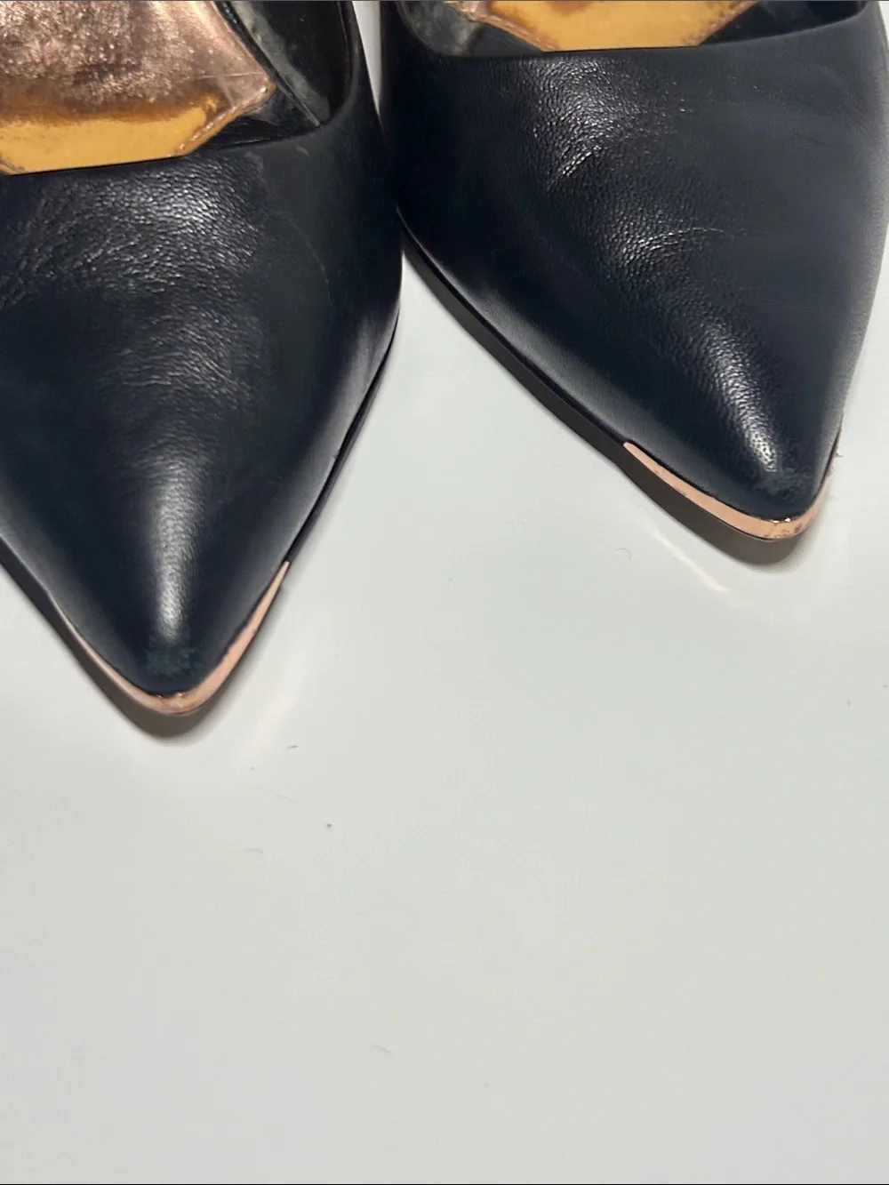 Ted Baker Black Pointed Leather Pumps with Sleek Heel